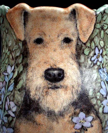 Airedale and Flowers
